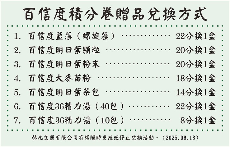 百信度積分卷贈品兌換方式