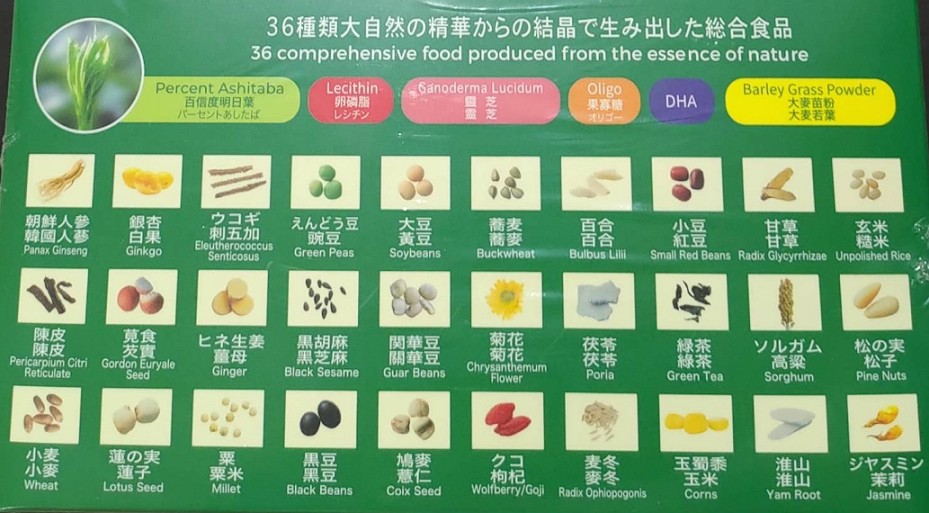 百信度36明日葉精力湯36種天然成分。